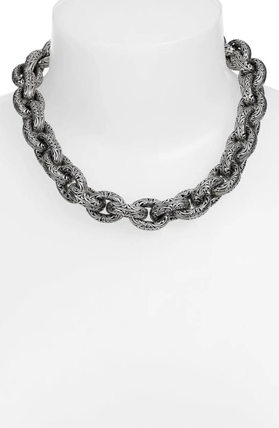 Konstantino Chunky Filigree Link Collar Necklace In Silver