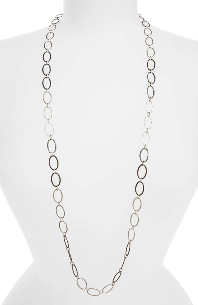 Armenta New World Large Silver Oval Link Necklace, 38"l