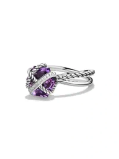David Yurman Cable Wrap Ring With Semiprecious Stone And Diamonds In Amethyst