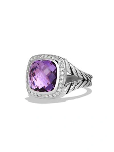 David Yurman Albion Ring With Amethyst And Diamonds In Purple/silver