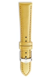 Michele 16mm Metallic Saffiano Leather Strap, Gold