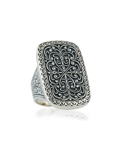 Konstantino Large Silver Rectangle Filigree Ring In Sterling Silver
