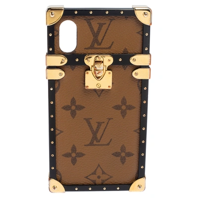 Pre-owned Louis Vuitton Reverse Monogram Eye-trunk Iphone X Case In Brown