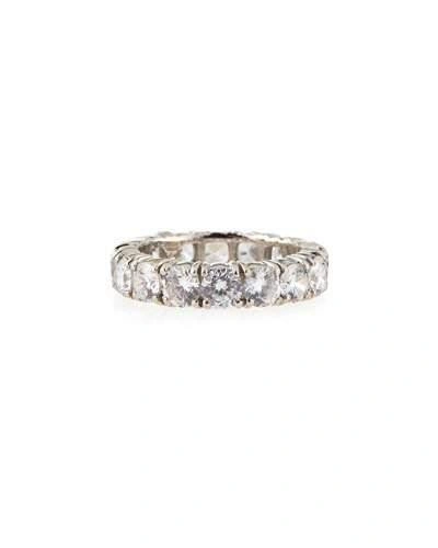 Fantasia By Deserio 14k White Gold 4-prong Round Eternity Band In Clear
