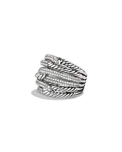 David Yurman Labyrinth Triple-loop Ring With Diamonds In Silver