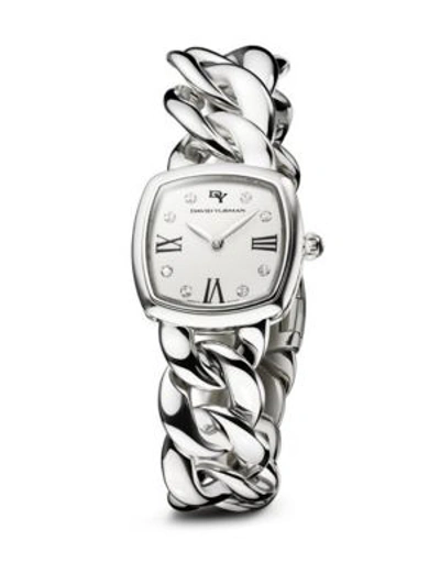 David Yurman Albion 23mm Stainless Steel Quartz Watch With Diamonds In White/silver