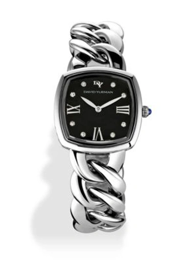 David Yurman Albion 27mm Stainless Steel Quartz Watch With Diamonds In Black/silver