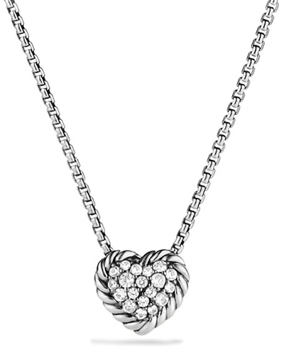 David Yurman Women's Châtelaine Heart Pendant With Diamonds On Chain In Silver