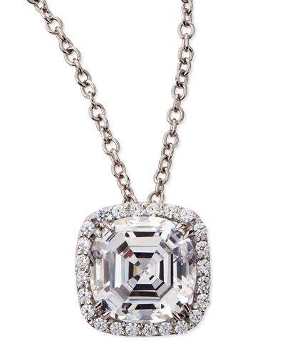 Fantasia By Deserio 6.75 Tcw Asscher Cut Cubic Zirconia Pendant Necklace In White Gold