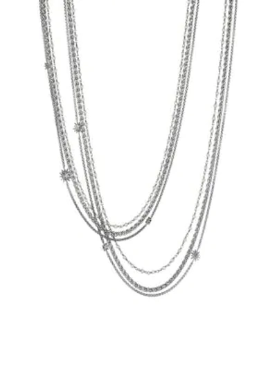 David Yurman Starburst Pearl Chain Necklace In Silver/pearl