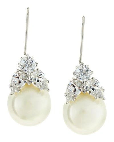 Fantasia By Deserio 2.0 Tcw Simulated Pearl & Cubic Zirconia Drop Earrings In White