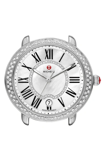 Michele Serein 16 Diamond Dial Watch Head, 36mm X 34mm In White/silver