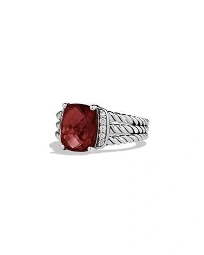 David Yurman Petite Wheaton Ring With Garnet And Diamonds