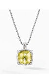 David Yurman Chatelaine Pave Bezel Pendant Necklace With Lemon Citrine And Diamonds