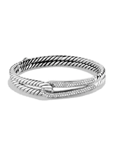 David Yurman Labyrinth Single-loop Bracelet With Diamonds In Silver