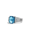 David Yurman Petite Wheaton Ring With Hampton Blue Topaz And Diamonds