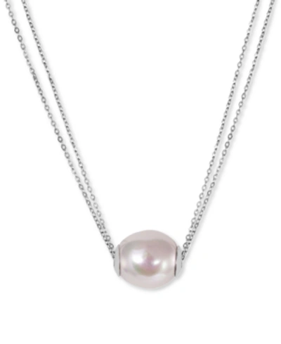 Majorica Baroque Simulated Pearl Two Row Chain Necklace, 14 In White