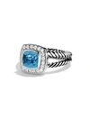 David Yurman Petite Albion Ring With Hampton Blue Topaz & Diamonds