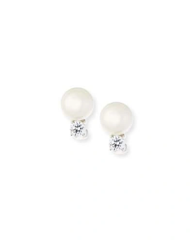 Fantasia By Deserio 10mm Pearly Bead & Crystal Stud Earrings