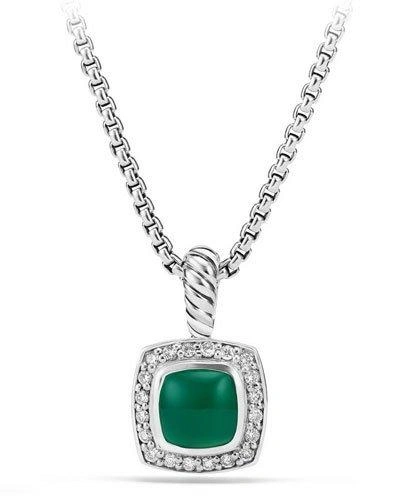 David Yurman Petite Albion Pendant Necklace With Green Onyx And Diamonds