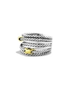 David Yurman Double X Crossover Ring With 18k Gold In Silver, 13mm