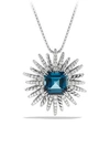 David Yurman Starburst Necklace With Diamonds And Hampton Blue Topaz In Silver In Blue/silver
