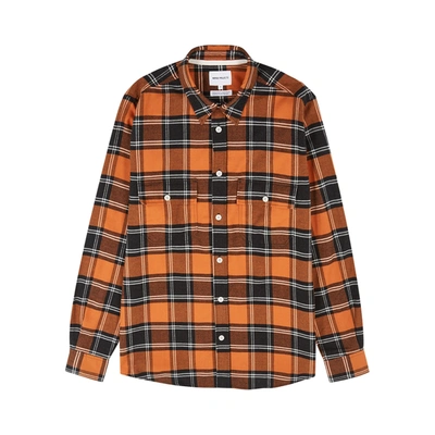 Norse Projects Villads Brushed Flannel Check In Cochineal Red