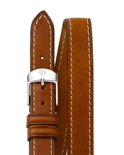 Michele Double Wrap Leather Watch Strap, 16-18mm In Brown