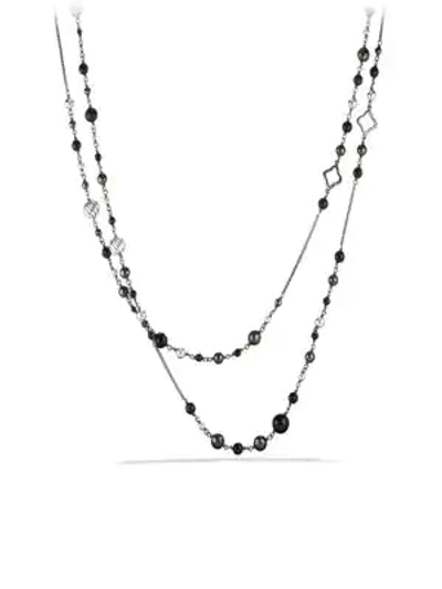 David Yurman Dy Elements Chain Necklace With Black Onyx & Hematine In Silver