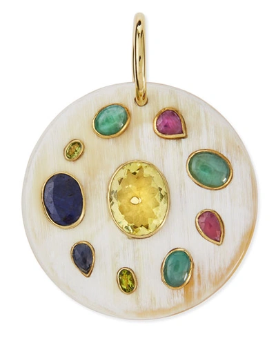 Ashley Pittman Taka Multi-stone Pendant Enhancer, Light Horn In Bronze