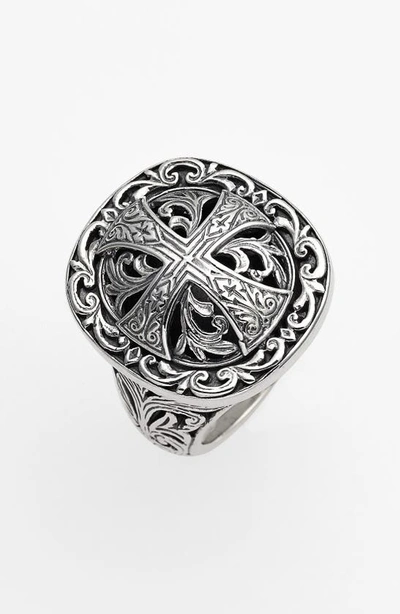 Konstantino Sterling Silver Etched Cross Ring