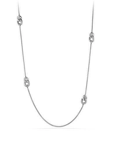 David Yurman Belmont Curb Link Necklace With Diamonds In Silver