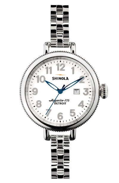 Shinola Stainless Steel Birdy Watch, 34mm In Silver