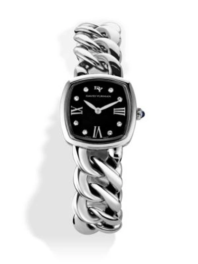 David Yurman Albion 23mm Stainless Steel Quartz Watch With Diamonds In Black/silver
