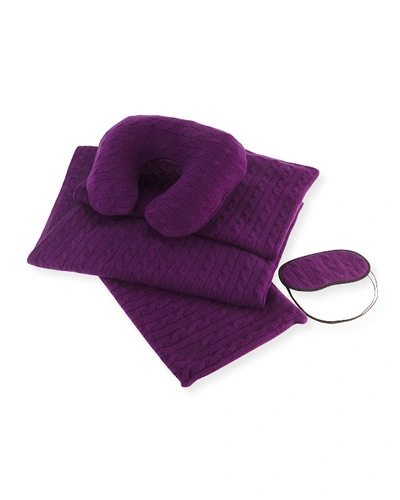 Sofia Cashmere Cashmere Cable-knit Travel Gift Set In Purple