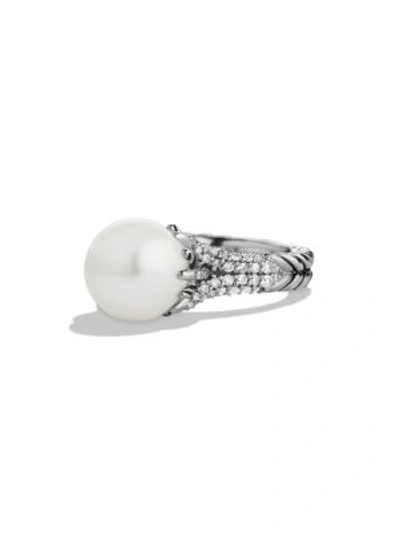 David Yurman Starburst Ring With Pearl & Diamonds In Silver/white