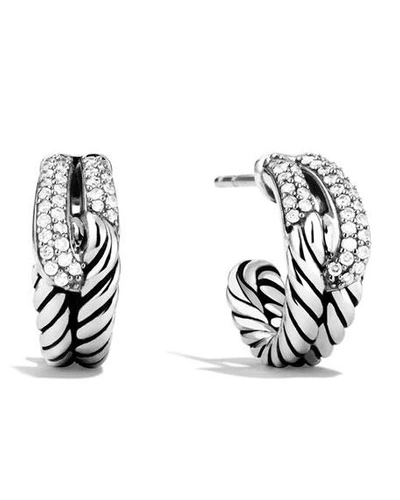 David Yurman Labyrinth Single-loop Earrings With Diamonds In Silver