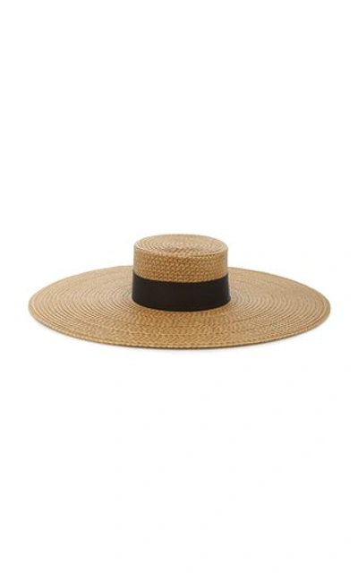 Eric Javits Phoenix Woven Boater Hat, Natural/black In Natural Black