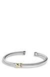 David Yurman Cable Station Bracelet In Silver With 18k Gold, 4mm