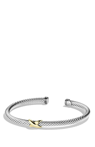 David Yurman Cable Station Bracelet In Silver With 18k Gold, 4mm