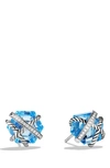 David Yurman Cable Wrap Earrings With Semiprecious Stones & Diamonds In Blue Topaz