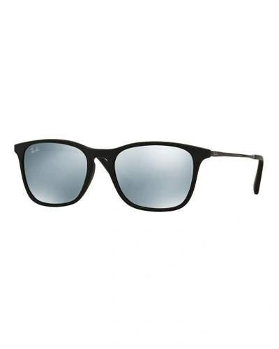 Ray-ban Junior Junior Mirrored Wayfarer Sunglasses, Black/silver In Black Silver
