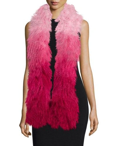 Charlotte Simone Shaggy Fur Gradient Stole In Pink Gradient