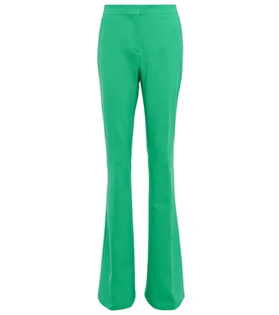 Attico Rachel Flared High-rise Stretch-woven Trousers In Green