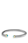 David Yurman Cable Classics Bracelet With Semiprecious Stones & 14k Gold, 5mm In Blue Topaz