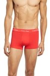 Calvin Klein 3-pack Moisture Wicking Stretch Cotton Trunks In Sky/ Royal/ Red