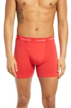 Calvin Klein Cotton Stretch Moisture Wicking Boxer Briefs, Pack Of 3 In Baby Blue/red/blue