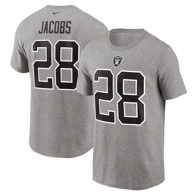 Nike Josh Jacobs Gray Las Vegas Raiders Name & Number T-shirt