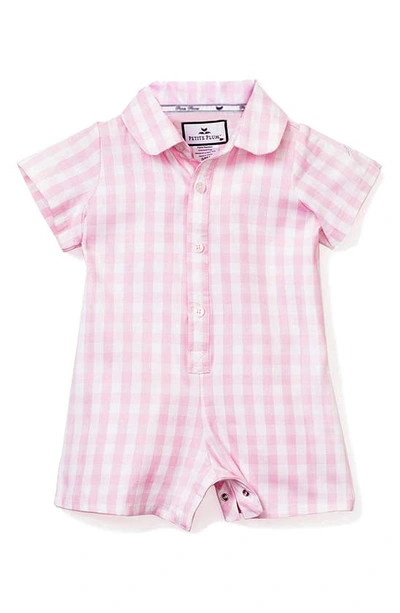 Petite Plume Babies' Classic Gingham One-piece Pajamas In Pink