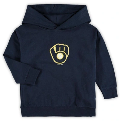 Outerstuff Kids' Toddler Navy Milwaukee Brewers Primary Logo Team Pullover Hoodie